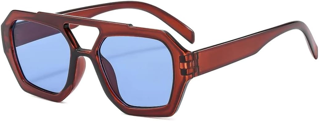 

Ретро-солнцезащитные очки с двойной перемычкой для женщин и мужчин, винтажные, для активного отдыха, вождения, с градиентным покрытием, защита от УФ-излучения UV400 UATXTAU, Tea Blue