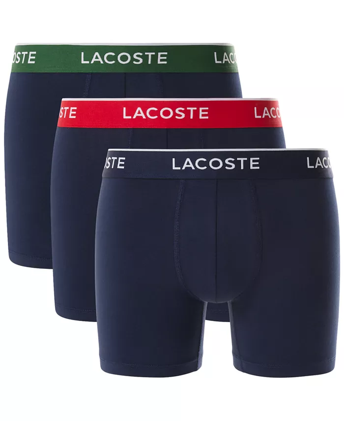 

Мужские боксеры с логотипом на резинке, 3 штуки, классическая посадка Lacoste, синий