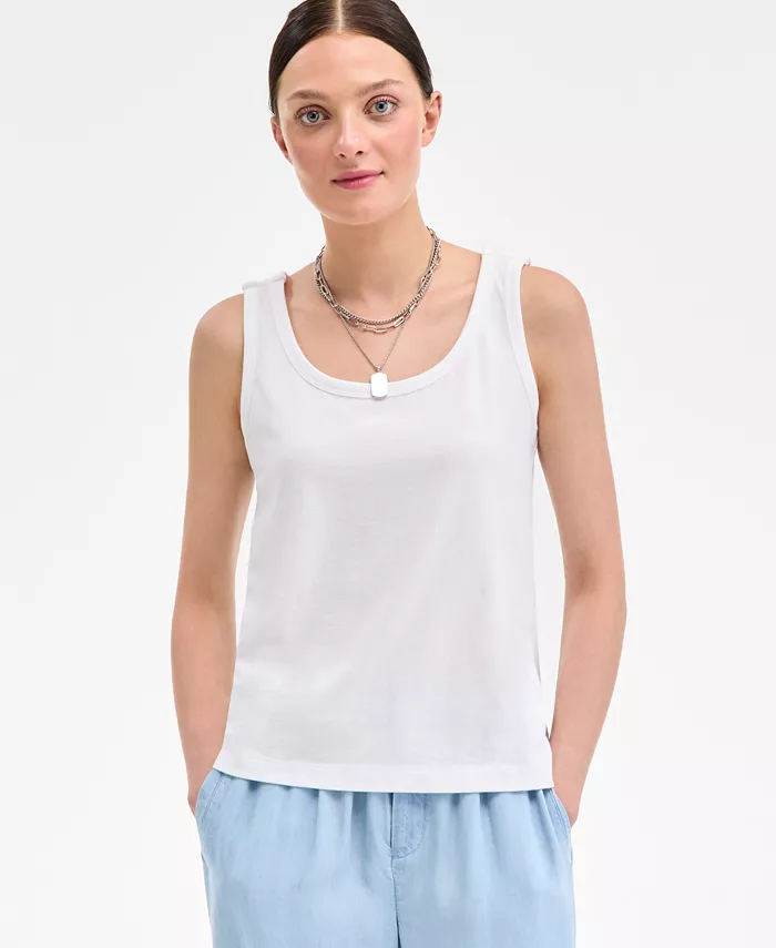 

Женская хлопковая полосатая майка с круглым вырезом On 34th, белый