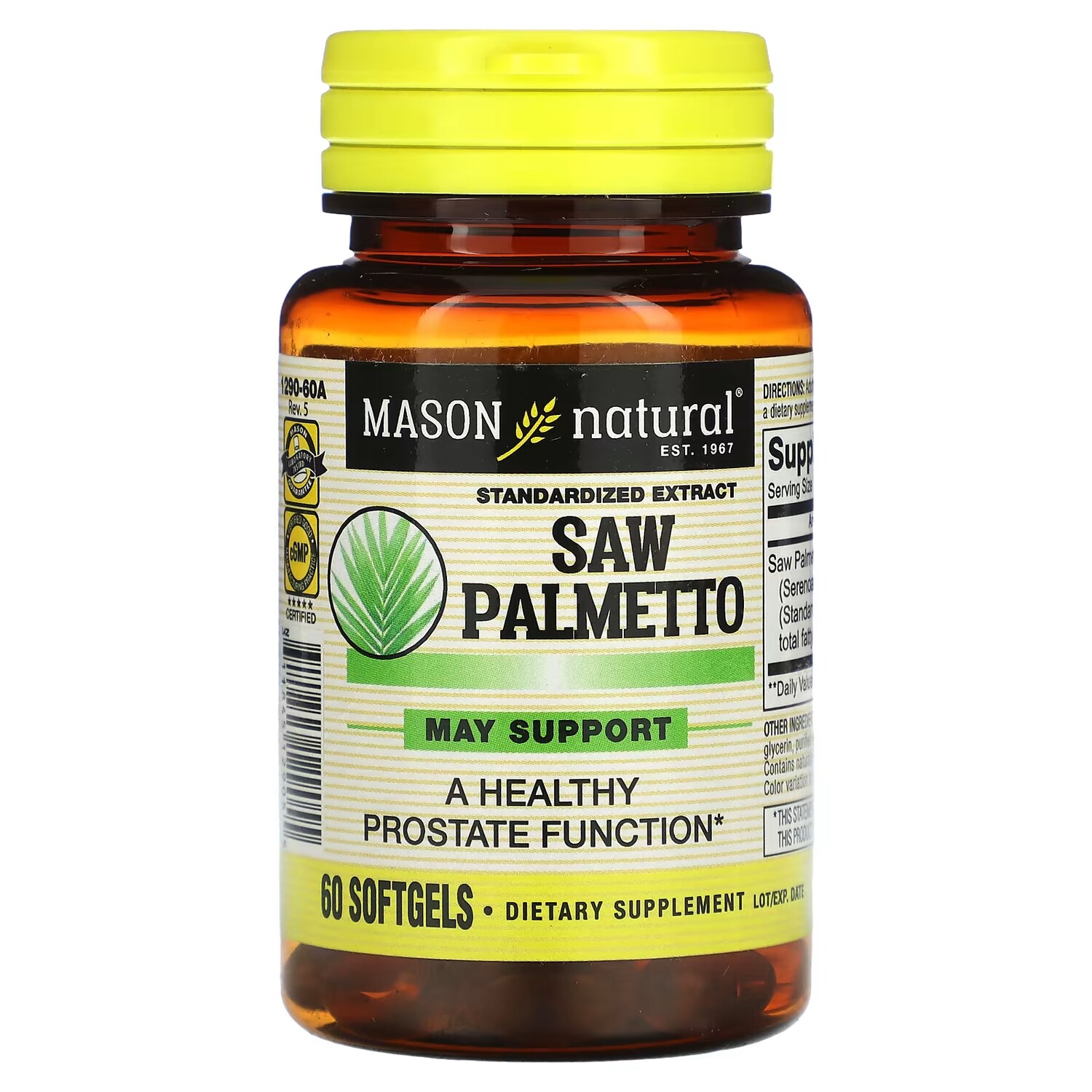 

Добавка Mason Natural Saw Palmetto, 60 мягких таблеток