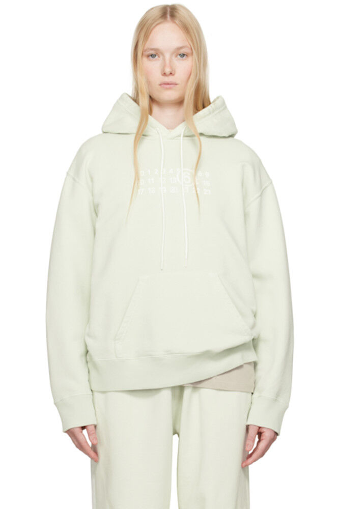 

Зеленая неначесаная толстовка с капюшоном из джерси MM6 Maison Margiela