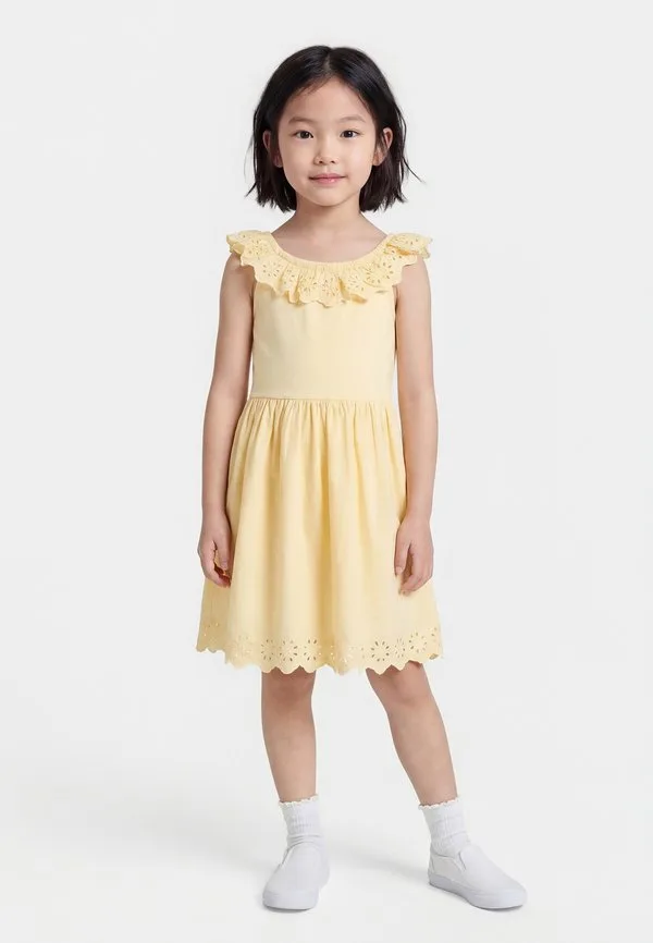 Платье с кружевной отделкой повседневное платье Gap, Light Yellow