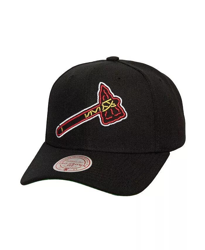 

Мужская черная регулируемая шляпа Atlanta Braves с неоновым логотипом Pro Crown Mitchell & Ness, черный