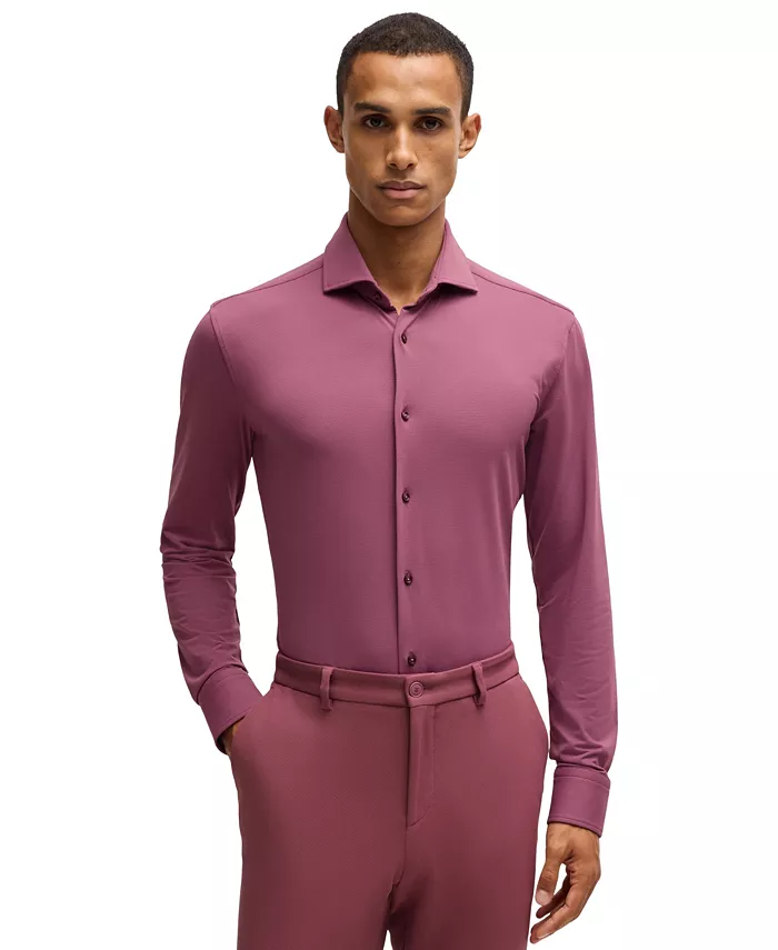 

Мужская рубашка облегающего кроя для выступлений Hugo Boss, розовый
