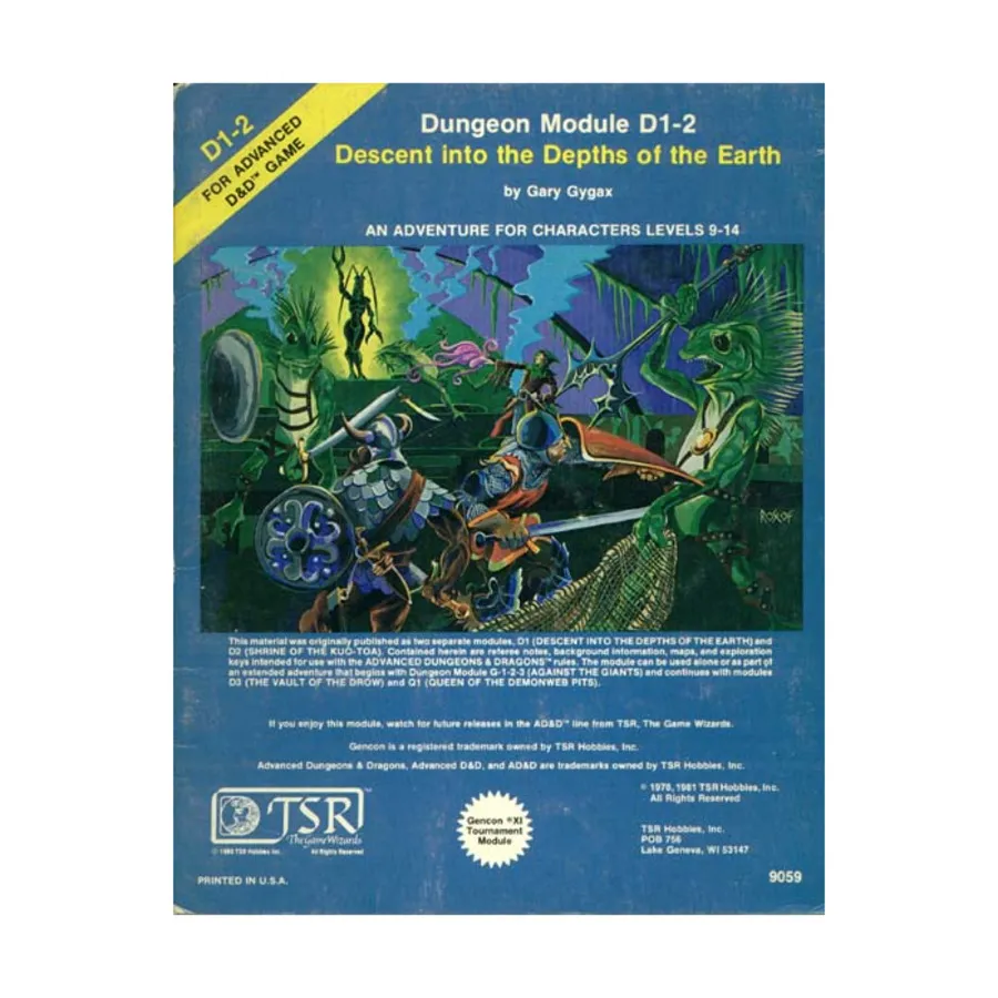 

Модуль Descent into the Depths of the Earth (D1-2 Edition, 4th Printing), Advanced Dungeons & Dragons (1st Edition) - Modules & Adventures - D, G & Q Series