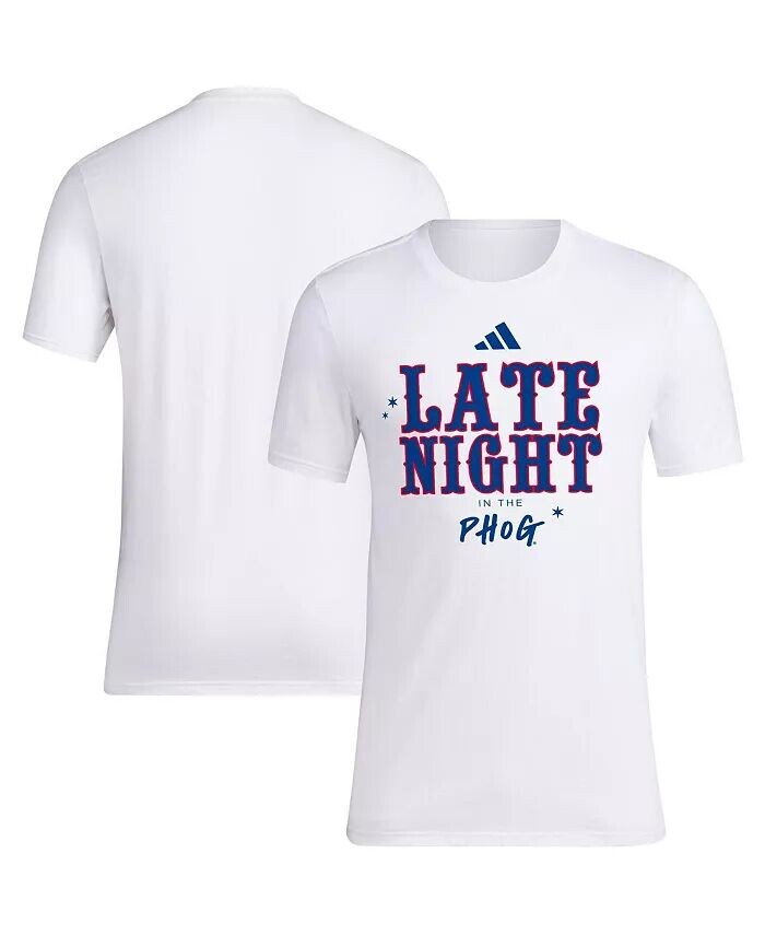 

Мужская белая футболка Kansas Jayhawks Late Night in the Phog Adidas, белый