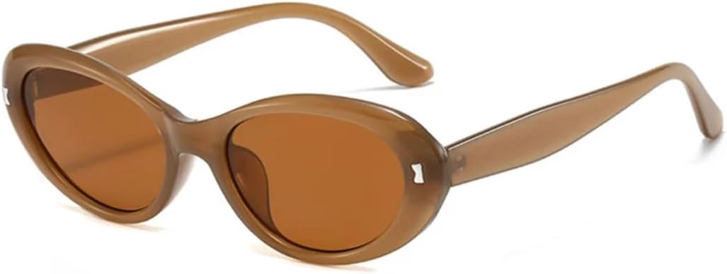 

Солнцезащитные очки с защитой от УФ-излучения UV400 | Овальные, в стиле панк, конфетного цвета, с заклепками | для женщин и мужчин, для занятий спортом на открытом воздухе и вождения DSVIGF, Brown-brown