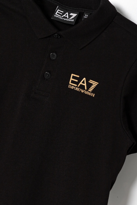 Хлопковая детская поло Ea7 Emporio Armani, черный — фото 3