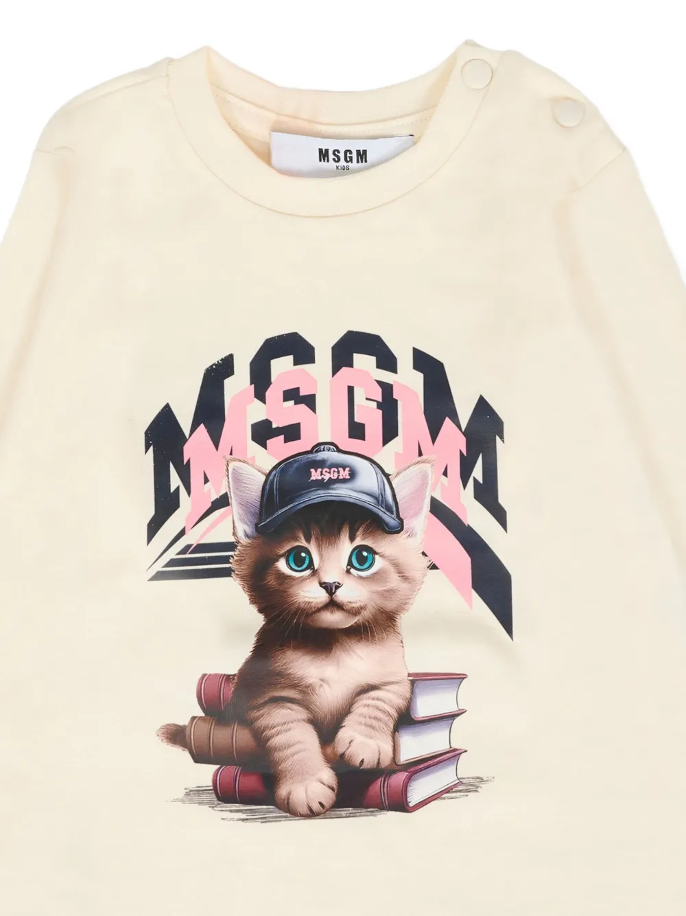 Футболка с длинными рукавами и принтом кота MSGM Kids, нейтральный — фото 3