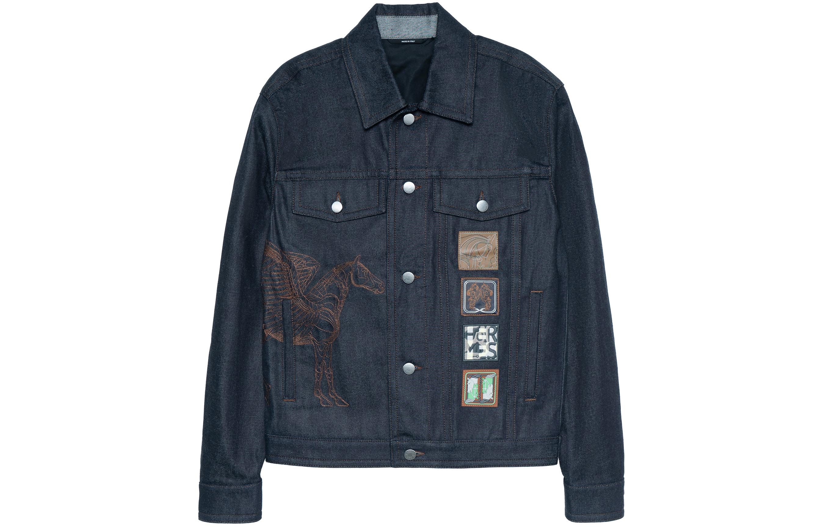 

Весна-Лето 2023 Джинсовая куртка Мужская Темно-синяя HERMES, Синий, Весна-Лето 2023 Джинсовая куртка Мужская Темно-синяя HERMES