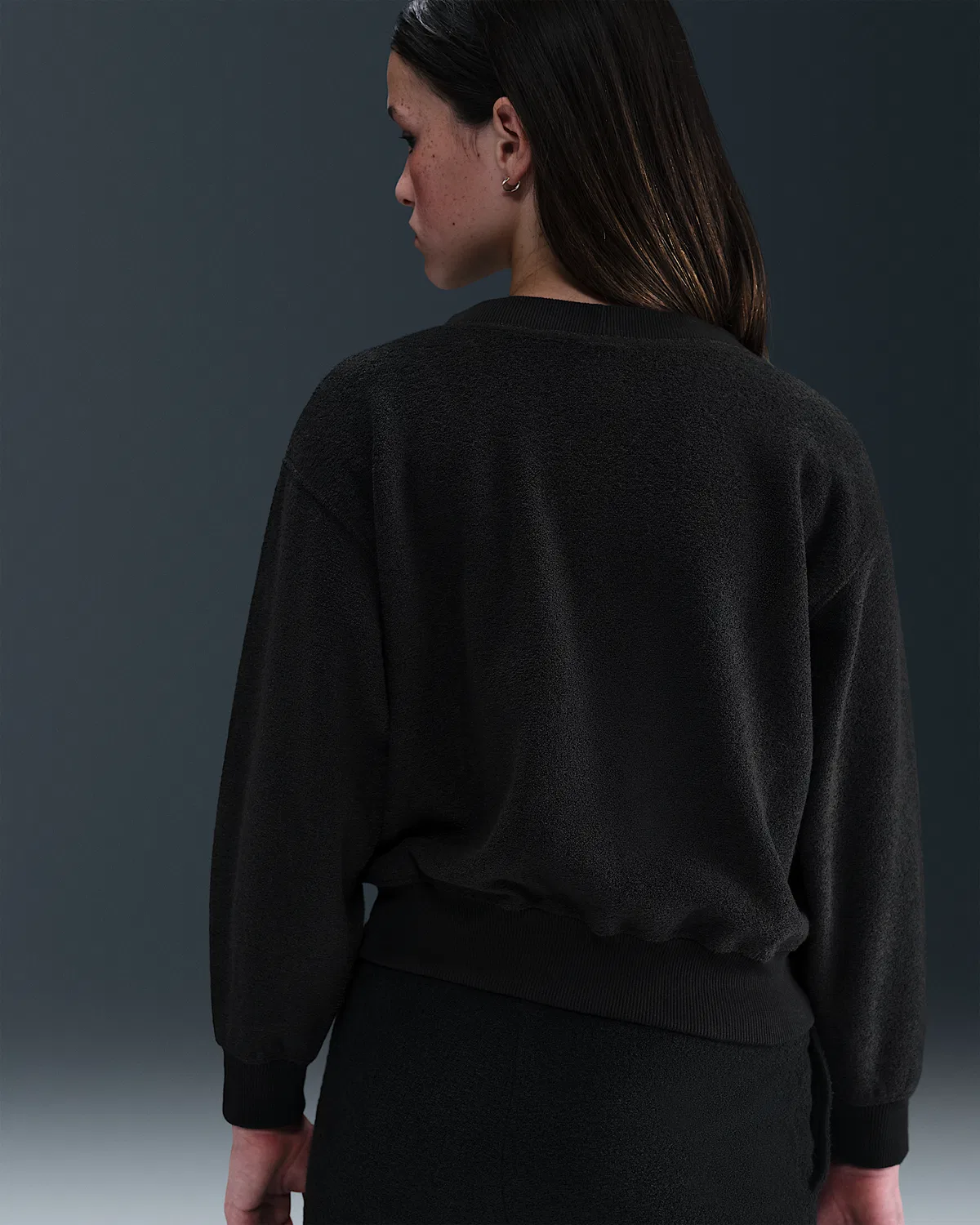 Детская (для девочек) флисовая кофта с длинным рукавом Nike Sportswear, Black/White — фото 2