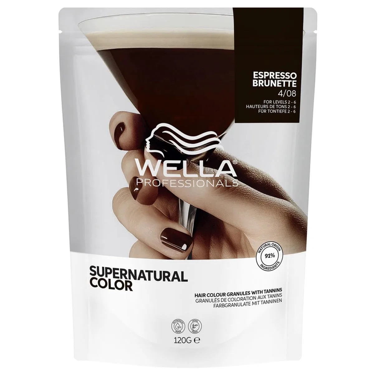 Профессиональная краска для волос Wella Supernatural Color 4/08 Espresso Brunette 120 г Wella