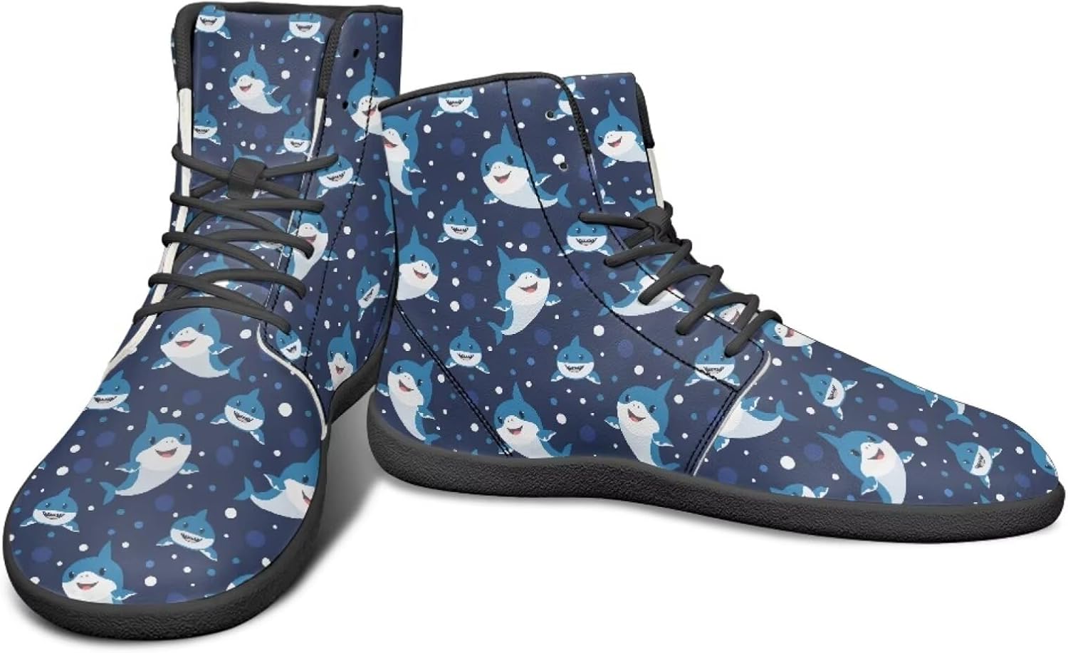 

Мужские кроссовки с высокой посадкой и рисунком животных без подошвы с нулевым перепадом, с резиновой подошвой для бега, походов и путешествий Watdotory, Cute Shark Pattern