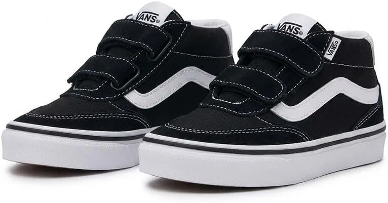 Детские кроссовки Vans Brooklyn Mid V, Black White — фото 2