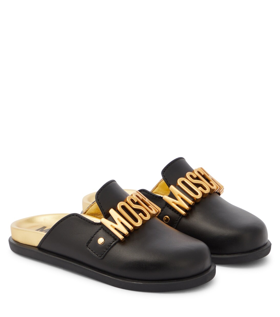 

Кожаные сабо с логотипом Moschino Kids, черный