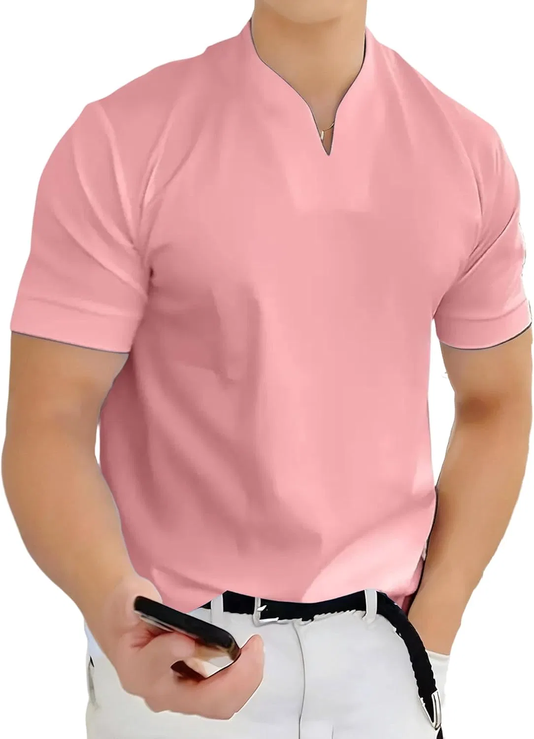 Футболка мужская V-образный вырез, Generic, Pink