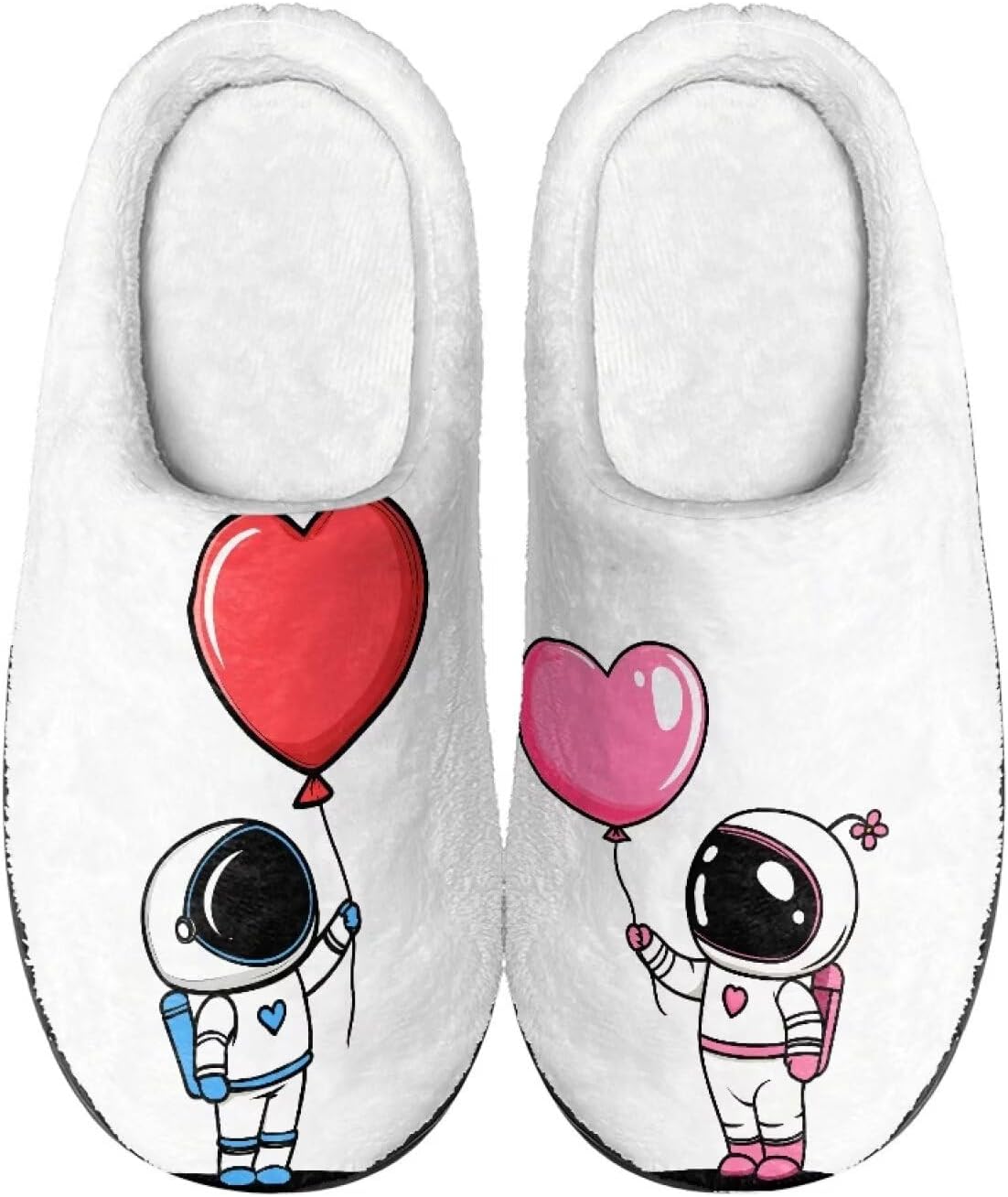 

Мужские и женские нескользящие тапочки, теплые мягкие уютные тапочки из фланели, домашняя обувь для спальни и улицы, размеры 2-12 Zcfygdx, Couple Astronaut Heart Print