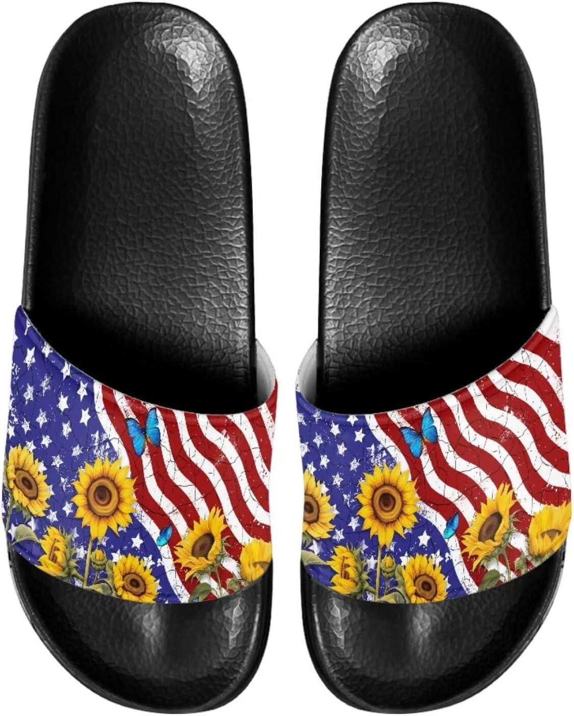 

Шлепанцы для дома и ванной, тапочки на плоской подошве, повседневная обувь для мужчин и женщин Judentidos, American Flag Sunflower