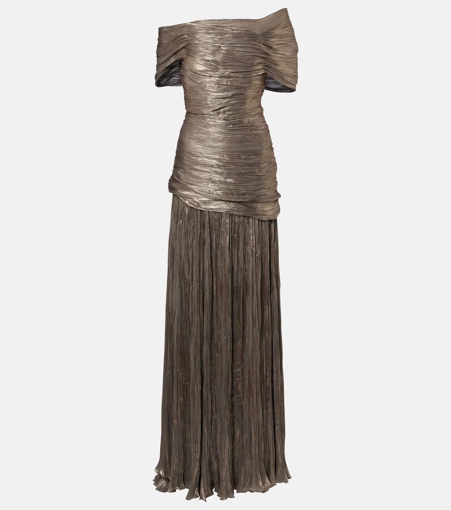 

Асимметриальное платье с буфами Marmar Halim, Grey-Gold