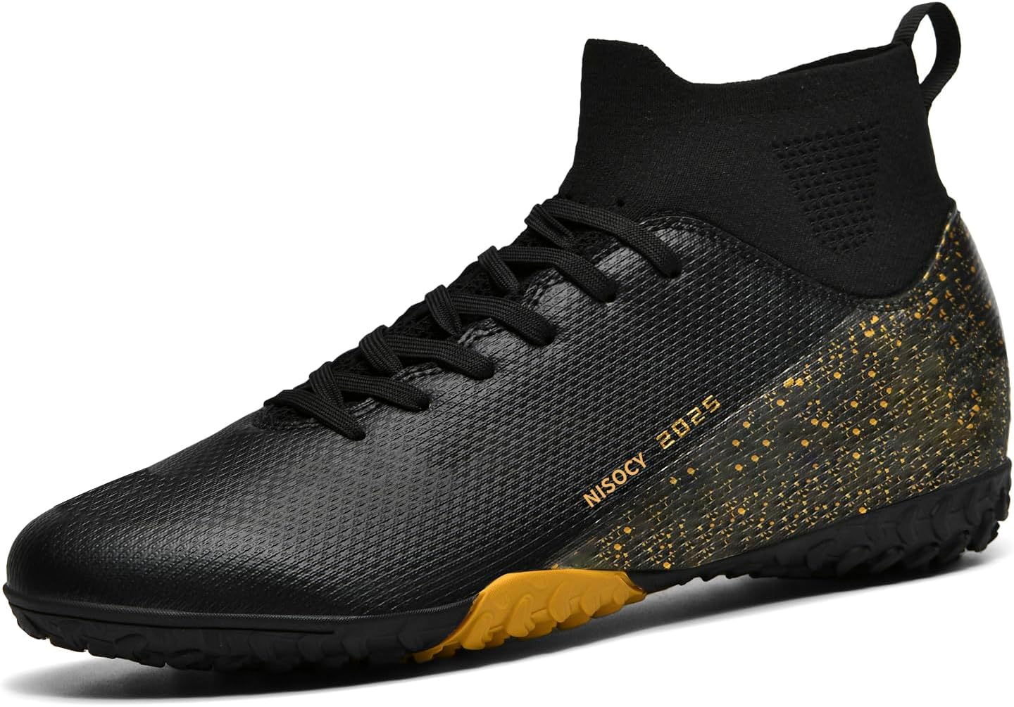 

Футбольные бутсы NISOCY для мужчин, высокие кроссовки для футбола, для улицы и зала, легкие тренировочные бутсы TF AG, черный
