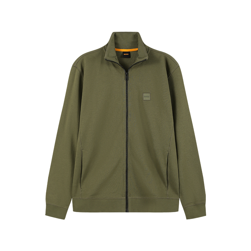 

Босс свитшот с логотипом и молнией на воротнике HUGO BOSS, зеленый