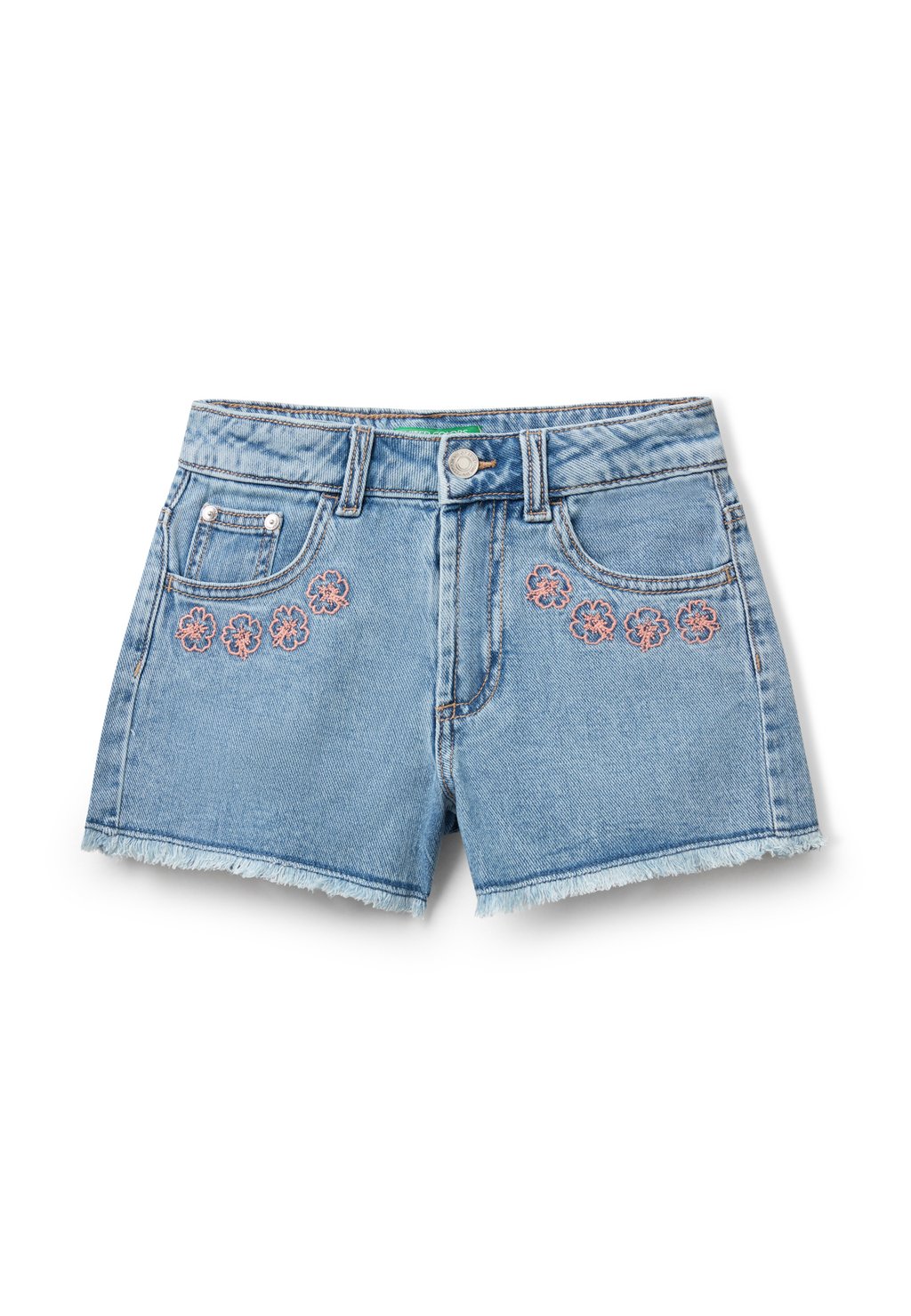 

Джинсовые шорты WITH FLORAL EMBROIDERY United Colors of Benetton, синий