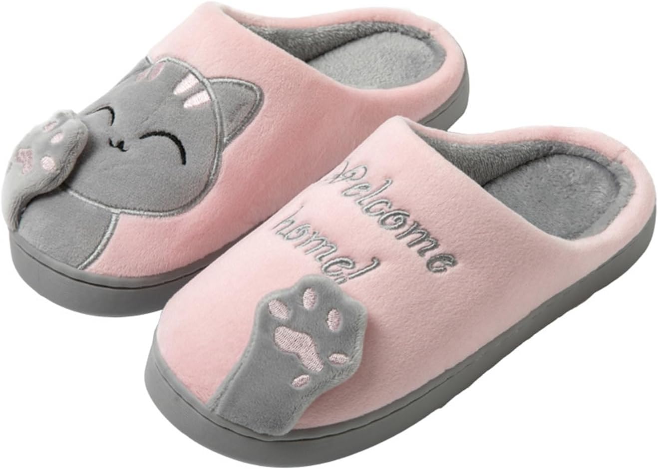 

Домашние тапочки с кошками для женщин и мужчин, зимние, для дома и улицы, плюшевые, пушистые, уютные, с теплой подошвой из пены с эффектом памяти, для спальни, сада, дома, для пары Wiretran, Z-pink
