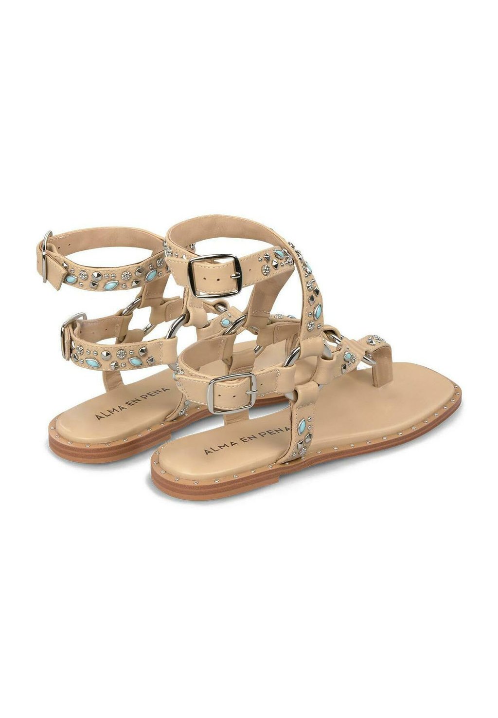 Сандалии с манжетой на щиколотке PLANA DE CON PUNTERA CUADRADA Y CIERRE CON HEBILLA - T-bar sandals Alma en Pena, светло-коричневый — фото 4