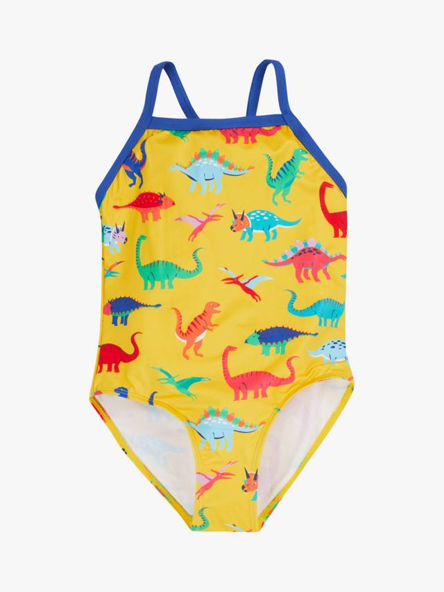 

Детский купальник с принтом динозавра Ruby Frugi, Yellow/Multi