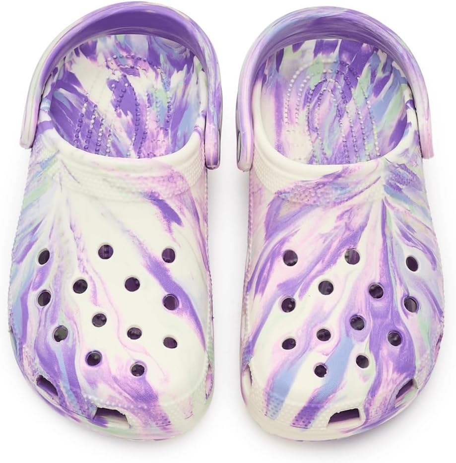 Детские сабо Crocs унисекс, классические, с мраморным рисунком, акварельным рисунком, размер K, фиолетовый — фото 2