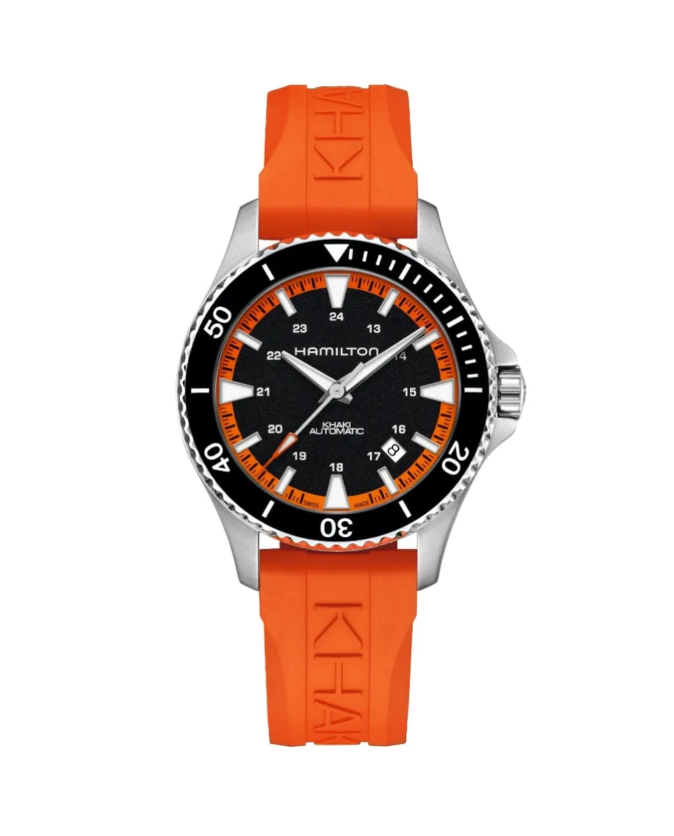 

Мужские часы Khaki Navy Scuba 40 мм с автоматическим механизмом H82395331 и кожаным ремешком Hamilton, оранжевый