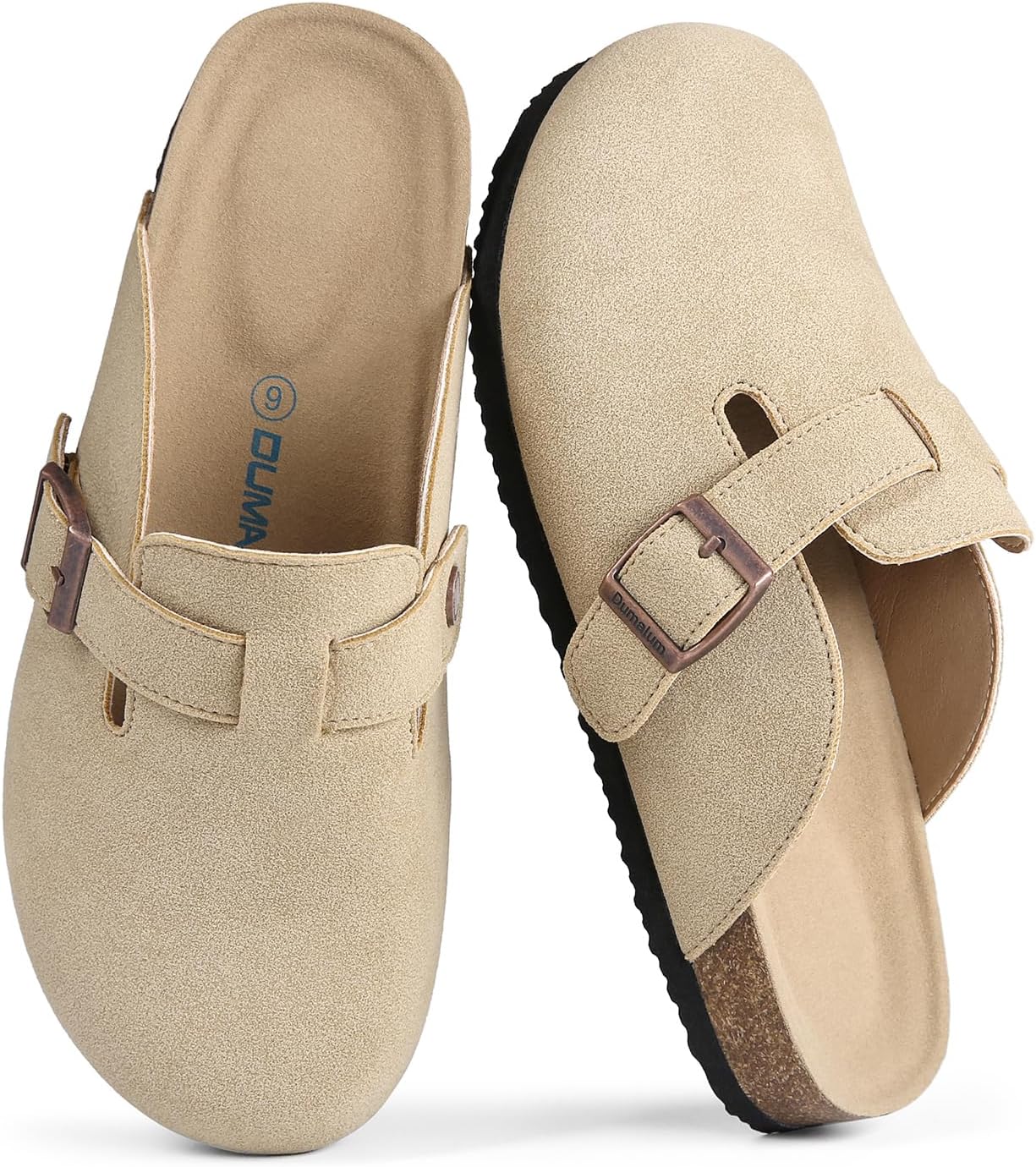 

Сабо Dumalum из замши для женщин и мужчин - удобная пробковая стелька с поддержкой свода стопы - регулируемые мюли с пряжкой, сандалии без задника, унисекс, домашние тапочки, хаки