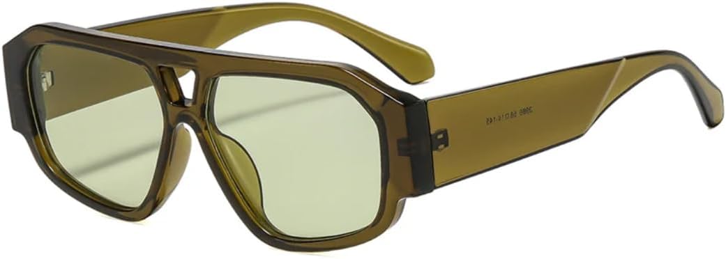 

Винтажные солнцезащитные очки с двойной перемычкой, многоугольной и квадратной формой, женские, модные, конфетные оттенки, защита от УФ-излучения UV400, мужские TVTBBVV, Olive Green Green