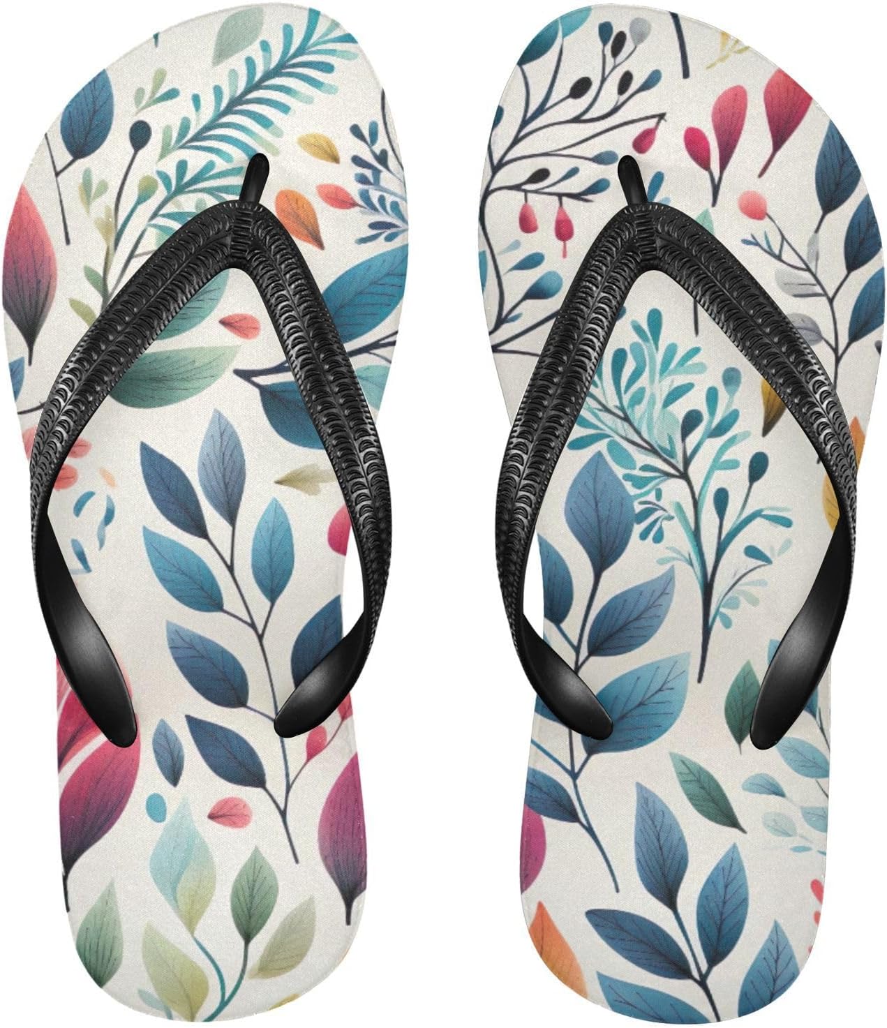 

Сандалии-шлепанцы сине-красные листья для пляжа, летнего отдыха, для женщин и мужчин, размер XS Kfbe