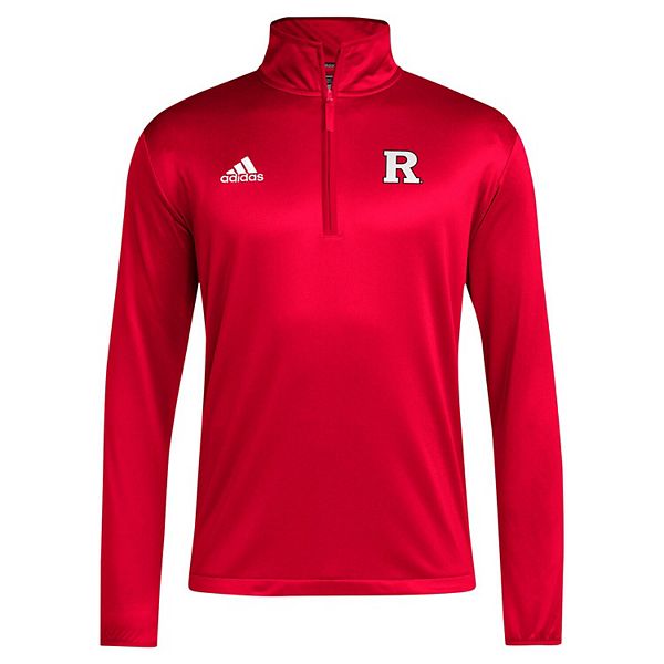 Мужская красная толстовка quarter-zip rutgers scarlet knights 2024 coaches sideline Adidas — фото 3