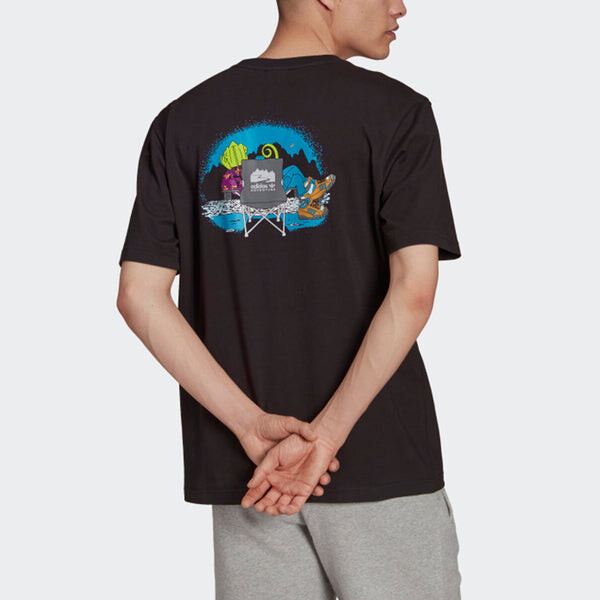 Футболка men's originals chameleon printing sports short sleeve black t-shirt Adidas, черный — фото 3