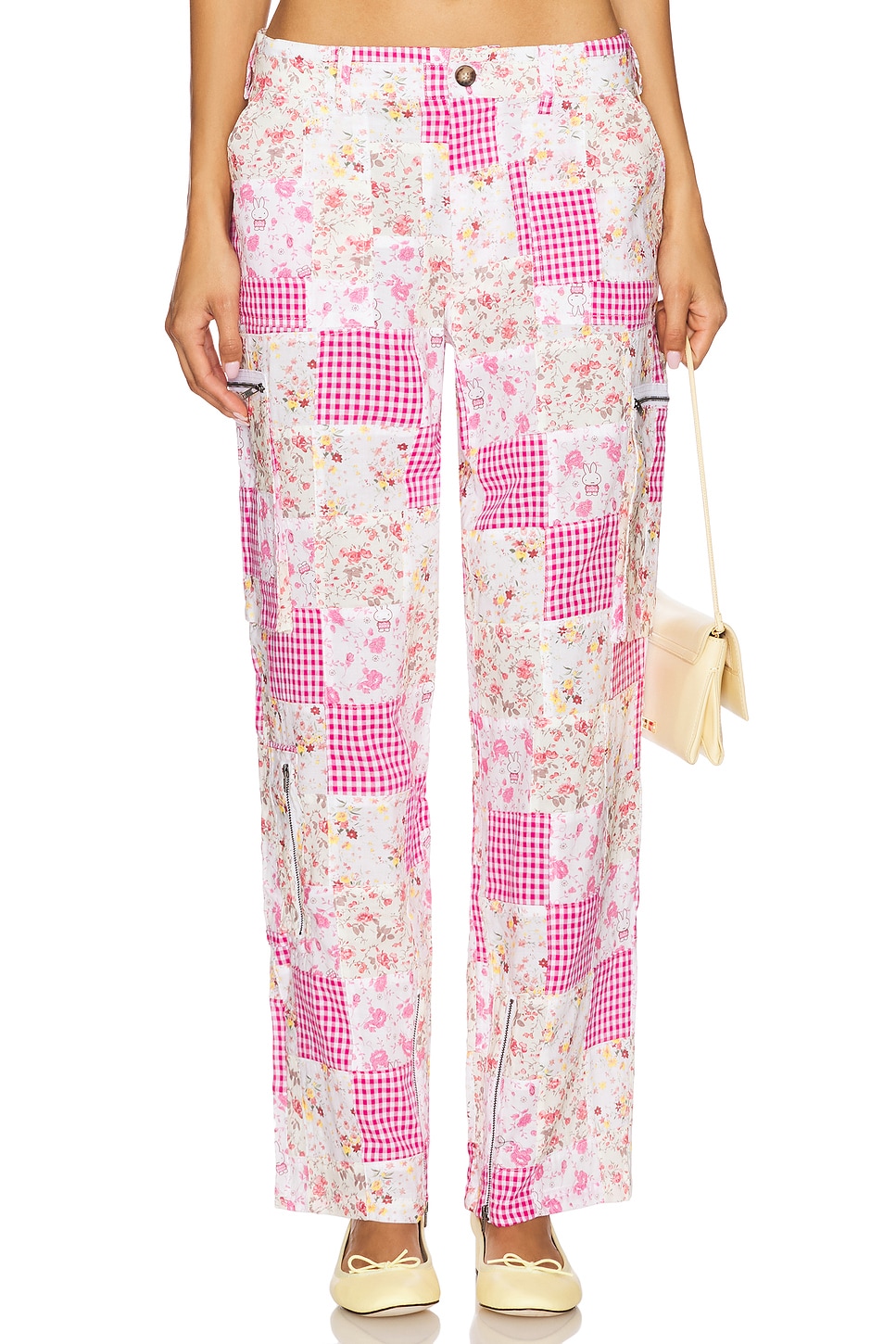 

Брюки в стиле пэчворк Adrian Guizio, pink multi