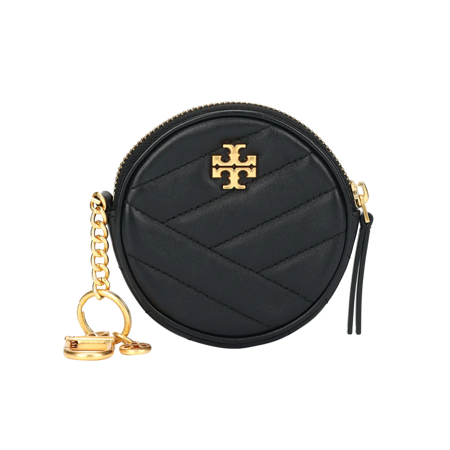 

TORY BURCH Кошелек для монет Kira из натуральной кожи с елочкой, женский, черное золото