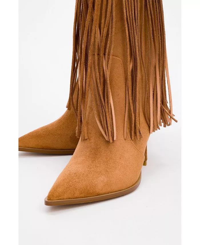 Ботинки с острым носком и бахромой Gueras (женские) Prologue Shoes, коричневый — фото 3