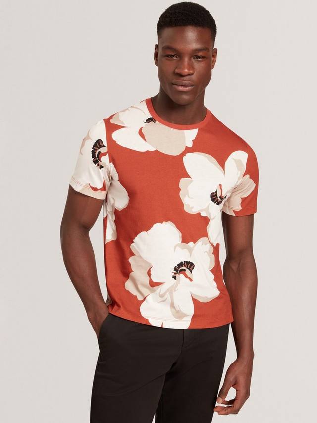 

Футболка Kathan Cotton Regular Fit с цветочным принтом Ted Baker, Dark Orange