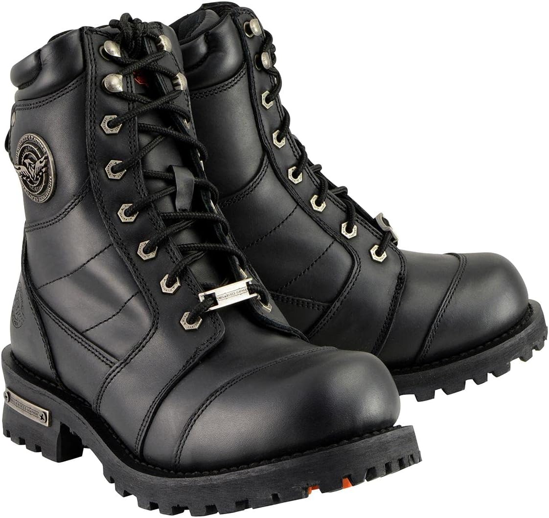 

Мужские классические черные кожаные байкерские ботинки Milwaukee Leather, 20 см, на шнуровке MBM9030-7 ‎Milwaukee Leather