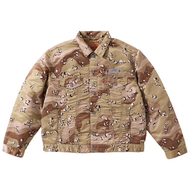 

Куртка Supreme x Levi’s Nylon Trucker Jacket Chocolate Chip Camo, коричневый