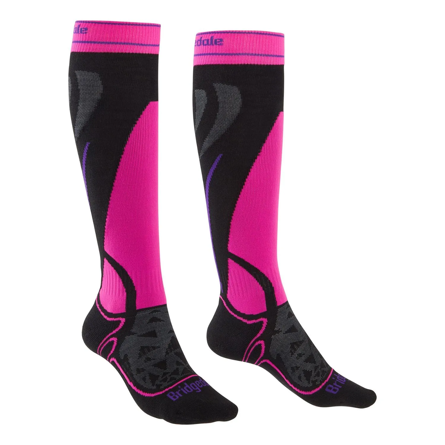 

Женские лыжные носки средней плотности Bridgedale, Black/Fluo Pink