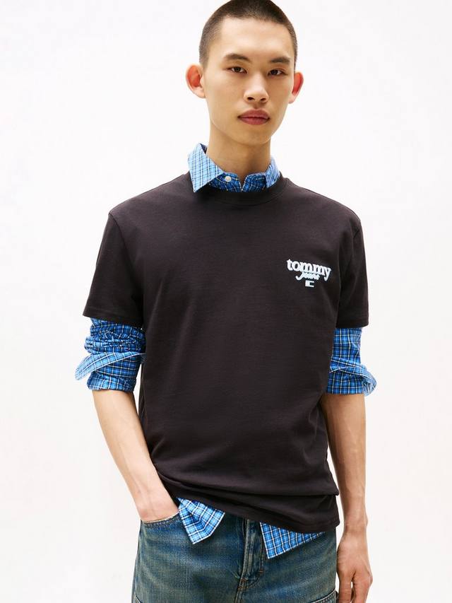 

Футболка Tommy Jeans с логотипом, хлопок, regular fit, короткий рукав Tommy Hilfiger, Black