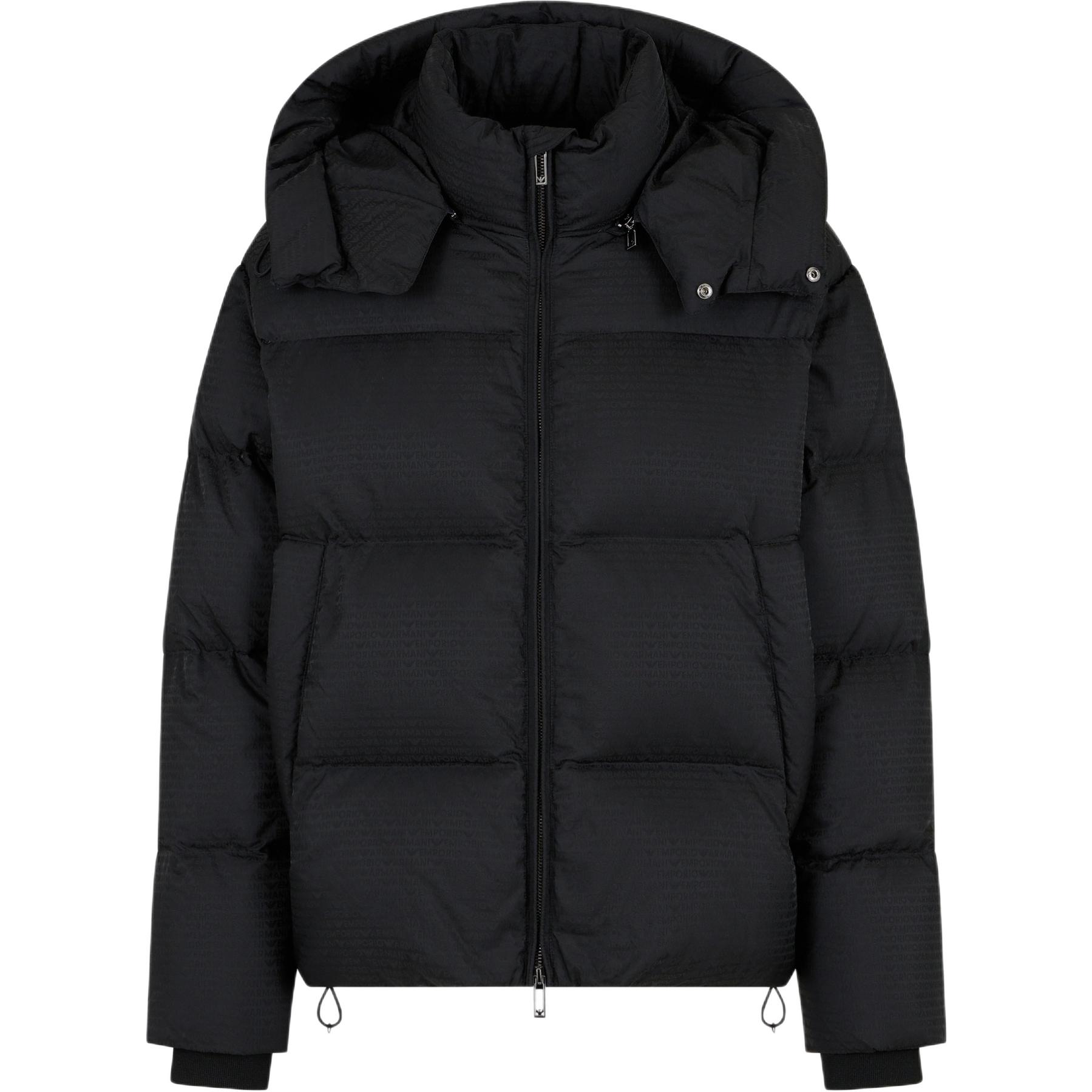 

Пуховик с принтом монограммы EMPORIO ARMANI, черный