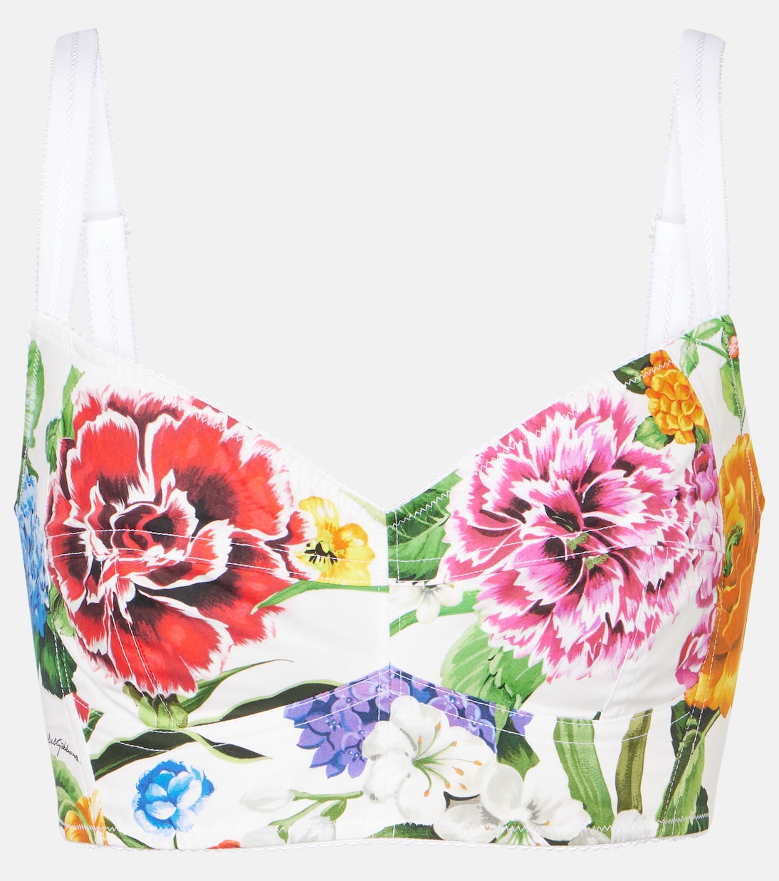 

Бра из поплина с цветочным принтом и добавлением хлопка Dolce&Gabbana, Mix Fiori F.Bco