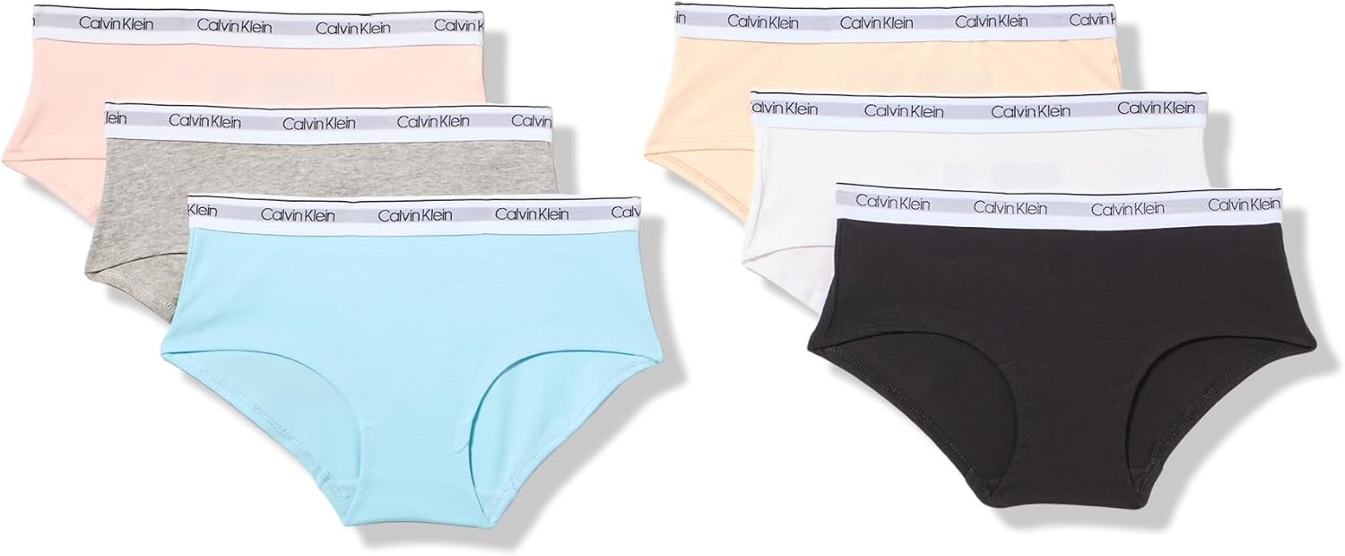 

Комплект из 6 пар нижнего белья Calvin Klein для девочек из хлопка и хипстеров, Blue Freeze Pack