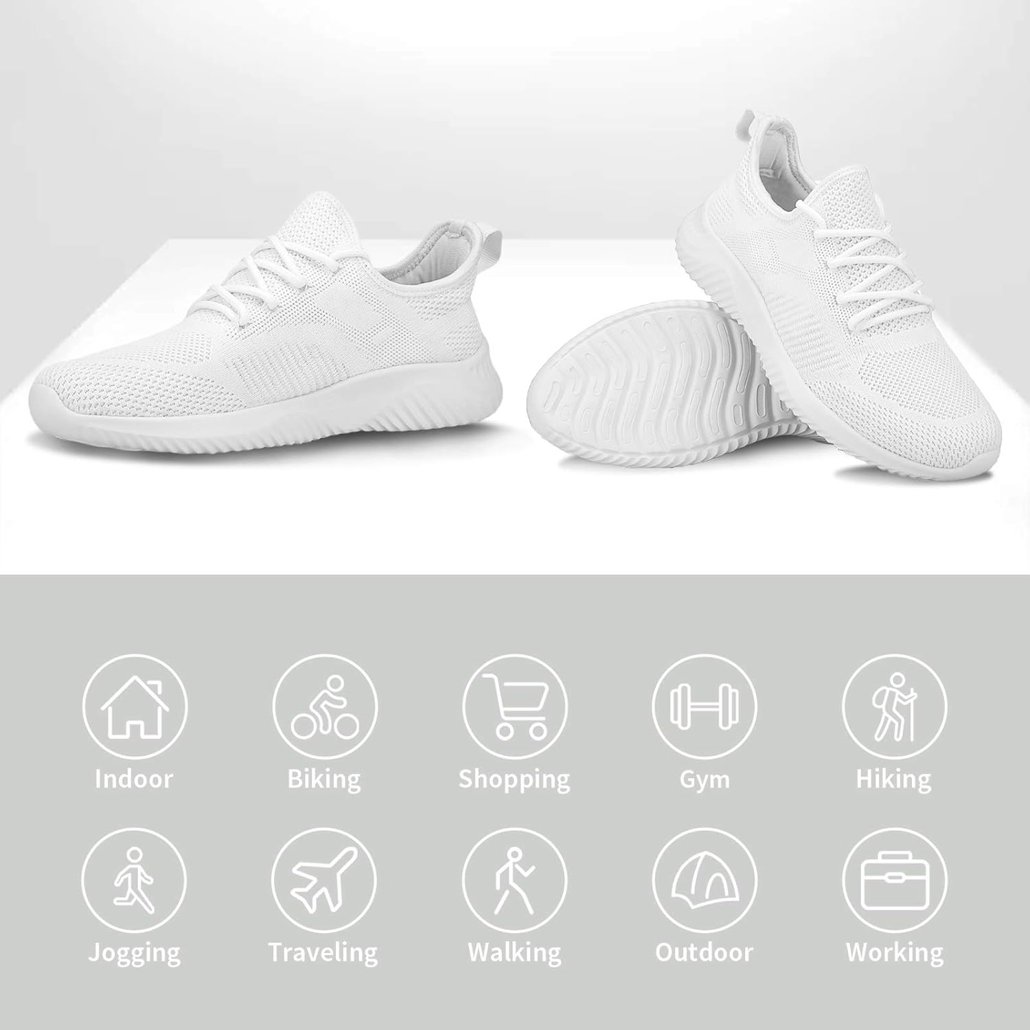Мужские кроссовки Rospick Slip On, прогулочные туфли для мужчин, модные легкие дышащие беговые кроссовки, спортивная обувь для тенниса, белый — фото 4