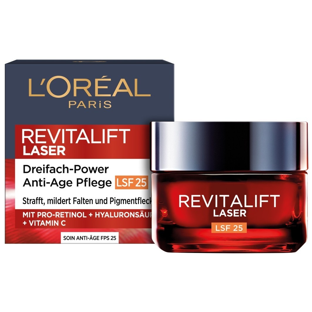 

Крем для лица revitalift laser dreifach-power anti-age pflege lsf 25 Loreal Paris, объем 50 мл