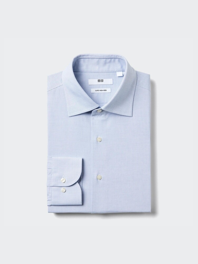 

Рубашка обычного покроя super non-iron в клетку Uniqlo, цвет 64 синий